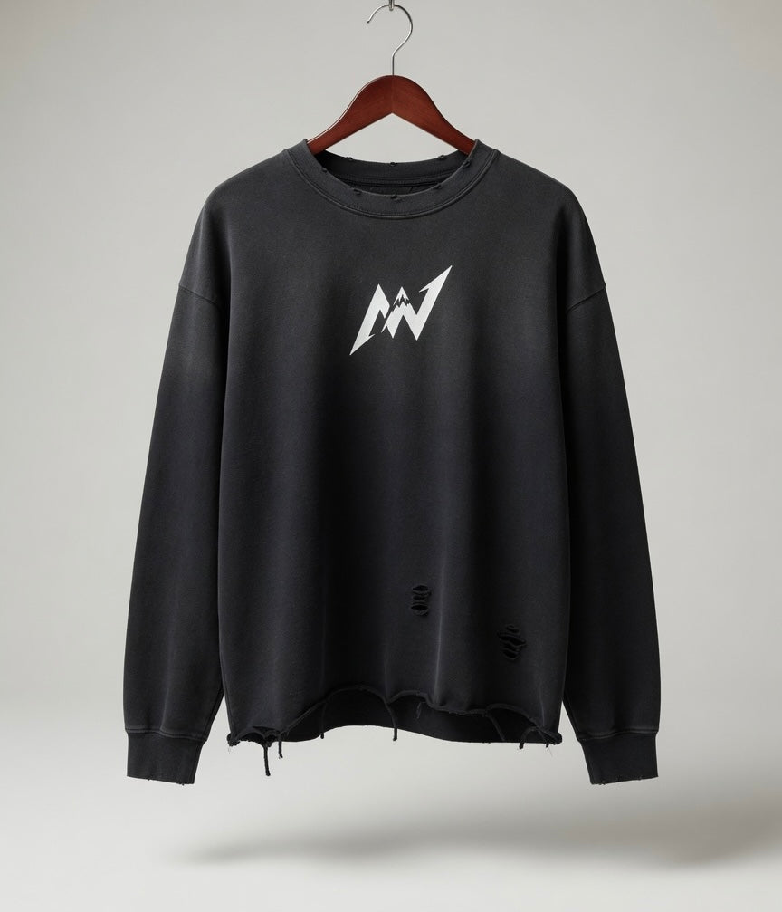 Snow Washed Raw Edge Crewneck