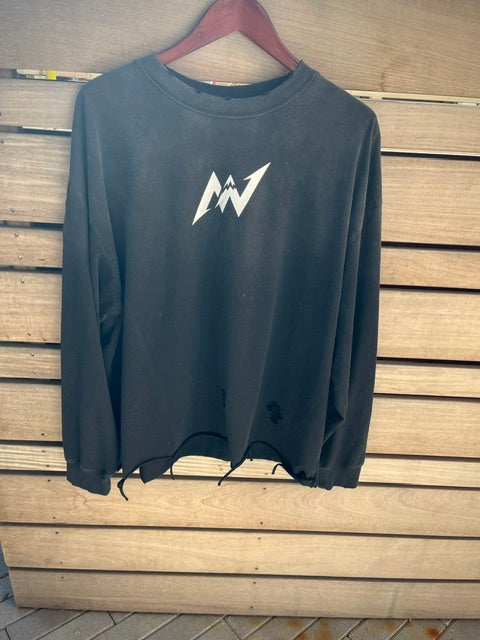 Snow Washed Raw Edge Crewneck